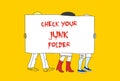 Red font check your junk folder concept is draw on whiteboard. Royalty Free Stock Photo