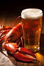 seafood tasty red snack crayfish glass crawfish beer background crab food. Generative AI. Royalty Free Stock Photo