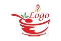 Red Food Spoon Bowl Soup Logo Design