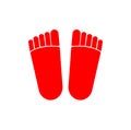 Red foot print icon. Man foot print symbol Royalty Free Stock Photo