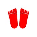 Red foot print icon. Man foot print symbol Royalty Free Stock Photo