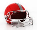 Red football helmet isolated on white background. 3D illustration Royalty Free Stock Photo