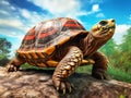 Ai Generated illustration Wildlife Concept of Red-footed tortoise Royalty Free Stock Photo