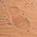 Red footstep on mars surface