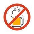 Red forbidden symbol with beer mug.