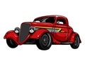 Red 1933 Ford Coupe vector image. Isolated on white background.