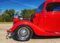 Red 1935 Ford pickup truck