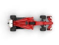 Red formula one car with white tail wing - top view Royalty Free Stock Photo