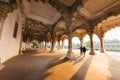 Red fort Agra, UNESCO World Heritage site in the city of Agra India. Historic red sandstone fort of medieval India at sunrise