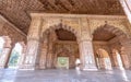 Red Fort Delhi medieval interior white marble architecture with intricate carvings of the Diwan-i-Khas at India