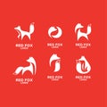 Set collection Red fox modern abstract simple logo icon design Royalty Free Stock Photo