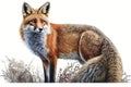 Full Body Red Fox Painting watercolor , Watercolor Painting Artwork. Royalty Free Stock Photo