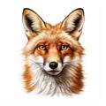 Realistic Red Fox Head Vector Illustration On White Background