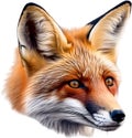 Red Fox, Close-up colored-pencil sketch of Red Fox, Vulpes vulpes. AI-Generated.
