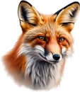 Red Fox, Close-up colored-pencil sketch of Red Fox, Vulpes vulpes. AI-Generated. Royalty Free Stock Photo