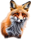 Red Fox, Close-up colored-pencil sketch of Red Fox, Vulpes vulpes. AI-Generated. Royalty Free Stock Photo