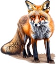 Red Fox, Close-up colored-pencil sketch of Red Fox, Vulpes vulpes. AI-Generated.