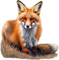 Red Fox, Close-up colored-pencil sketch of Red Fox, Vulpes vulpes. AI-Generated. Royalty Free Stock Photo