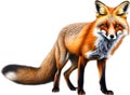 Red Fox, Close-up colored-pencil sketch of Red Fox, Vulpes vulpes. AI-Generated. Royalty Free Stock Photo