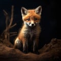 Red fox cub, Cute little wild predators in natural environment