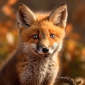 Red fox cub, Cute little wild predators in natural environment