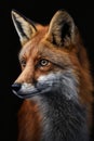 Red fox on dark background, digital illustration painting. Generative AI Royalty Free Stock Photo