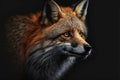 Red fox on dark background, digital illustration painting Royalty Free Stock Photo