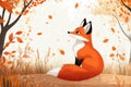 Red fox enjoying autumn colors in the woods Royalty Free Stock Photo