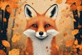Red fox enjoying autumn colors in the woods Royalty Free Stock Photo