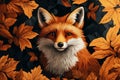 Red fox enjoying autumn colors in the woods Royalty Free Stock Photo