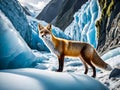 Red fox in Glacier Perito Moreno,