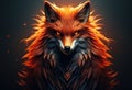 A red fox with glowing eyes on a dark background, AI Royalty Free Stock Photo