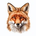 Realistic Red Fox Face Art Illustration - Detailed Shading Cartoon Style Royalty Free Stock Photo