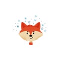 Red Fox Head or Face Expressing Emotion of Happiness Vector Illustration