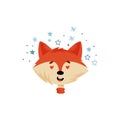 Red Fox Head or Face Expressing Emotion of Love Vector Illustration