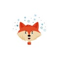 Red Fox Head or Face Expressing Emotion of Sadness Vector Illustration