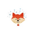 Red Fox Head or Face Expressing Emotion of Scare Vector Illustration