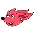 Red fox head laughing happily, doodle icon drawing