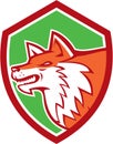 Red Fox Head Pouncing Shield Retro