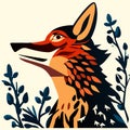 Red fox head on a white background. Vector illustration in retro style. AI generated Royalty Free Stock Photo