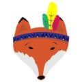 Red fox in Indian dressing with feathers