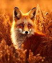 a red fox sitting in the grass Royalty Free Stock Photo