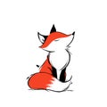 Red Fox. Red Fox simple black and white line art vector logo Royalty Free Stock Photo