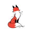 Red Fox. Red Fox simple black and white line art vector logo Royalty Free Stock Photo