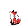 Red Fox. Red Fox simple black and white line art vector logo Royalty Free Stock Photo