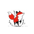 Red Fox. Red Fox simple black and white line art vector logo Royalty Free Stock Photo