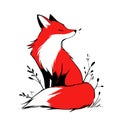 Red Fox. Red Fox simple black and white line art vector logo Royalty Free Stock Photo