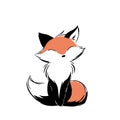 Red Fox. Red Fox simple black and white line art vector logo Royalty Free Stock Photo