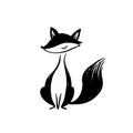 Red Fox. Red Fox simple black and white line art vector logo Royalty Free Stock Photo