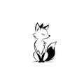 Red Fox. Red Fox simple black and white line art vector logo Royalty Free Stock Photo